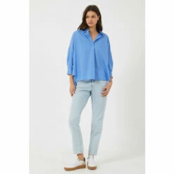 French Connection Blue Poplin Side Split Shirt