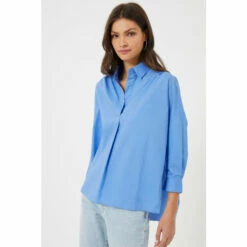French Connection Blue Poplin Side Split Shirt -French Connection store unnamed file 355
