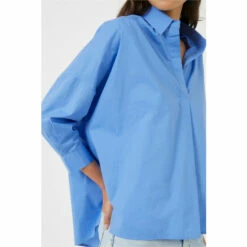French Connection Blue Poplin Side Split Shirt -French Connection store unnamed file 356