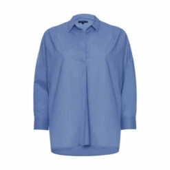 French Connection Blue Poplin Side Split Shirt -French Connection store unnamed file 357