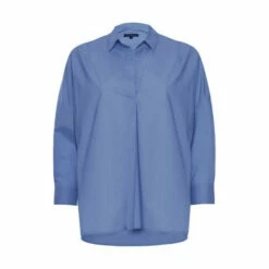 French Connection Blue Poplin Side Split Shirt -French Connection store unnamed file 358