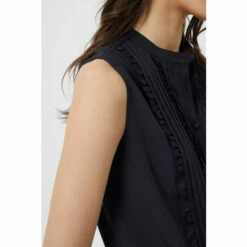 French Connection Blue Anika Recycled Crepe Light Ruffle Top 3 French Connection Blue Anika Recycled Crepe Light Ruffle Top -French Connection store unnamed file 376