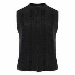 French Connection Blue Anika Recycled Crepe Light Ruffle Top 4 French Connection Blue Anika Recycled Crepe Light Ruffle Top -French Connection store unnamed file 377