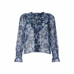 French Connection Blue Gloria Recycled Ruffle Top -French Connection store unnamed file 382