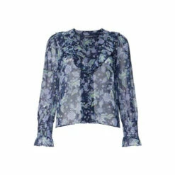 French Connection Blue Gloria Recycled Ruffle Top -French Connection store unnamed file 383