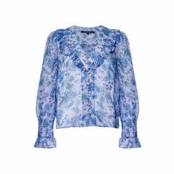 French Connection Blue Gloria Recycled Ruffle Top 5 French Connection Blue Gloria Recycled Ruffle Top -French Connection store unnamed file 387