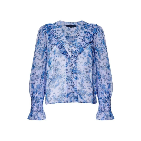 unnamed-file-387.jpg French Connection Blue Gloria Recycled Ruffle Top -French Connection store unnamed file 387