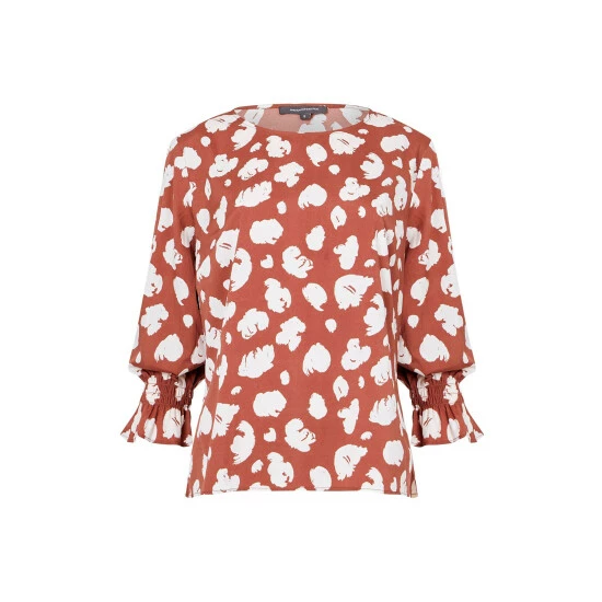 unnamed-file-397.jpg French Connection Crepe Light 3/4 Length Sleeve Brown Crepe Top -French Connection store unnamed file 397