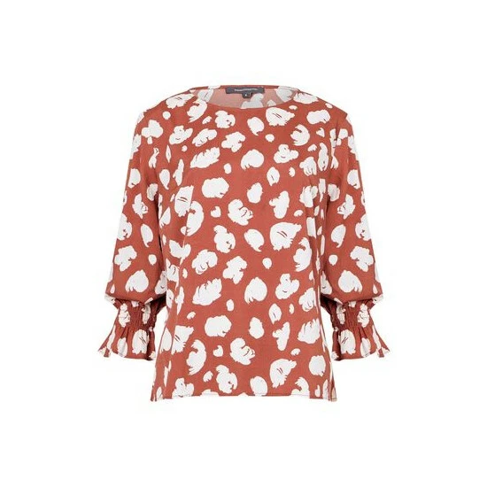 unnamed-file-398.jpg French Connection Crepe Light 3/4 Length Sleeve Brown Crepe Top -French Connection store unnamed file 398