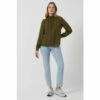 French Connection Green Arina Solid Button Neck Top