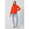 French Connection Red Arina Solid Button Neck Top