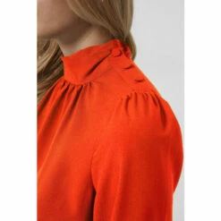 French Connection Red Arina Solid Button Neck Top -French Connection store unnamed file 409