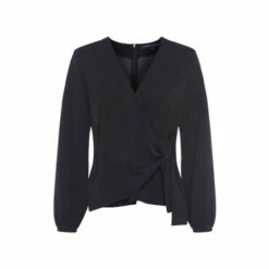 French Connection Black Crepe Light Long Sleeve Wrap Top -French Connection store unnamed file 419