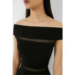 French Connection Black Viven Panelled Off Shoulder Dress -French Connection store unnamed file 42