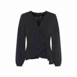 French Connection Black Crepe Light Long Sleeve Wrap Top -French Connection store unnamed file 420