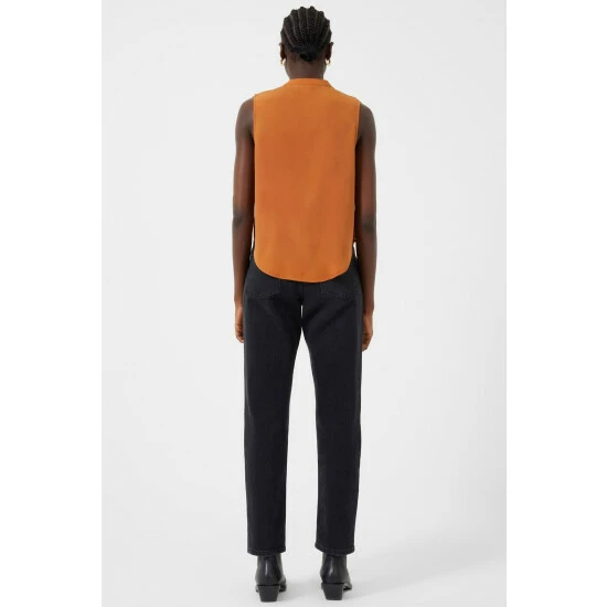 unnamed-file-426.jpg French Connection Anika Recycled Crepe Light Ruffle Brown Top -French Connection store unnamed file 426