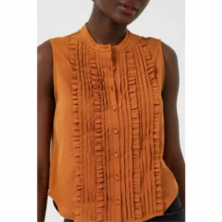 French Connection Anika Recycled Crepe Light Ruffle Brown Top 5 French Connection Anika Recycled Crepe Light Ruffle Brown Top -French Connection store unnamed file 428