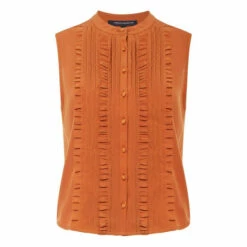 French Connection Anika Recycled Crepe Light Ruffle Brown Top 6 French Connection Anika Recycled Crepe Light Ruffle Brown Top -French Connection store unnamed file 429