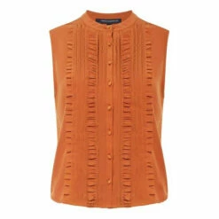 French Connection Anika Recycled Crepe Light Ruffle Brown Top 7 French Connection Anika Recycled Crepe Light Ruffle Brown Top -French Connection store unnamed file 430