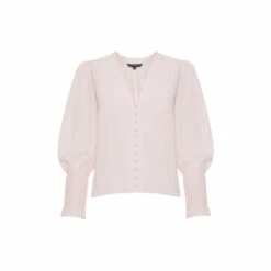 French Connection Pink Crepe V-Neck Blouse -French Connection store unnamed file 434