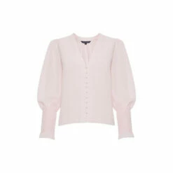 French Connection Pink Crepe V-Neck Blouse -French Connection store unnamed file 435