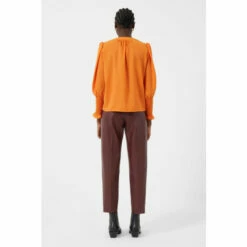 French Connection Orange Crepe V-Neck Blouse -French Connection store unnamed file 443