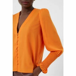 French Connection Orange Crepe V-Neck Blouse -French Connection store unnamed file 444