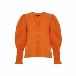French Connection Orange Crepe V-Neck Blouse -French Connection store unnamed file 445