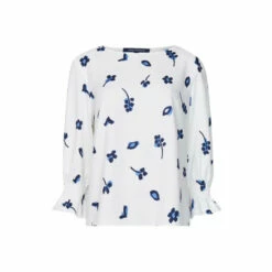 French Connection Bhelle White Crepe Light 3/4 Sleeve Top -French Connection store unnamed file 451