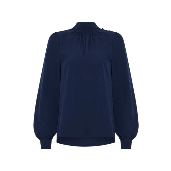 unnamed-file-456.jpg French Connection Blue Arina Solid Button Neck Top -French Connection store unnamed file 456