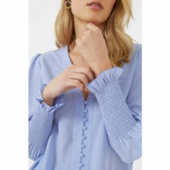 French Connection Blue Crepe V-Neck Blouse -French Connection store unnamed file 461