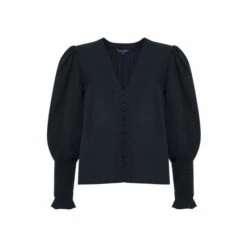 French Connection Blue Crepe V-Neck Blouse -French Connection store unnamed file 467