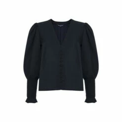 French Connection Blue Crepe V-Neck Blouse -French Connection store unnamed file 468