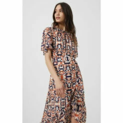 French Connection Brown Geometric Front Split Multicoloured Dress -French Connection store unnamed file 47