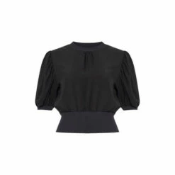 French Connection Blue Jenna Mix Knit Top -French Connection store unnamed file 473