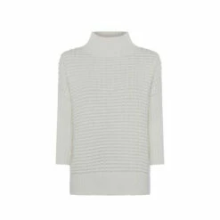 French Connection Grey Mozart Popcorn High Neck Jumper -French Connection store unnamed file 478