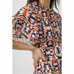 French Connection Brown Geometric Front Split Multicoloured Dress -French Connection store unnamed file 48