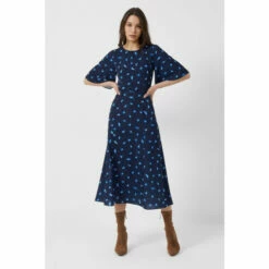 French Connection Navy Blue Belle Verona Midi Dress