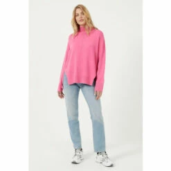 French Connection Pink Babysoft River Knits High Neck Jumper