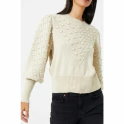 French Connection Natural Mozart Bobble Balloon Sleeve Jumper -French Connection store unnamed file 514