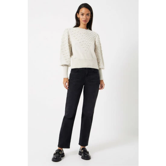 unnamed-file-522.jpg French Connection Mozart Cream Bobble Balloon Sleeve Jumper -French Connection store unnamed file 522
