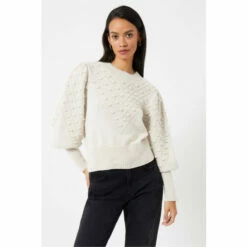 French Connection Mozart Cream Bobble Balloon Sleeve Jumper 4 French Connection Mozart Cream Bobble Balloon Sleeve Jumper -French Connection store unnamed file 524