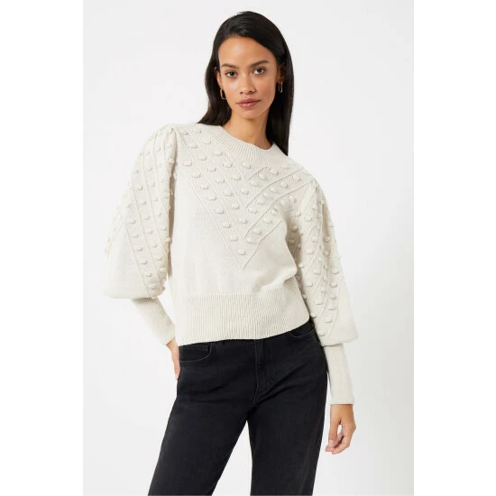 unnamed-file-524.jpg French Connection Mozart Cream Bobble Balloon Sleeve Jumper -French Connection store unnamed file 524