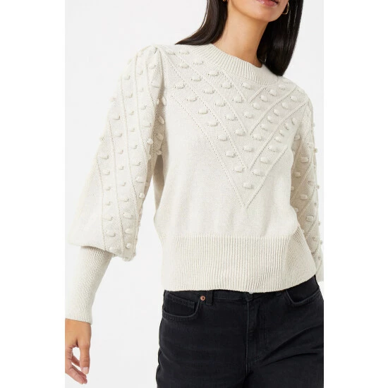 unnamed-file-525.jpg French Connection Mozart Cream Bobble Balloon Sleeve Jumper -French Connection store unnamed file 525