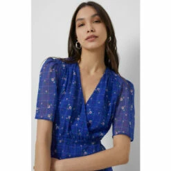 French Connection Blue Floral Front Slit Dress -French Connection store unnamed file 53