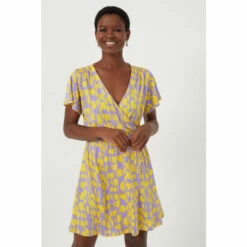 French Connection Islanna Purple Meadow Jersey V-Neck Wrap Dress -French Connection store unnamed file 59