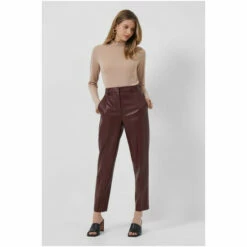 French Connection Crolenda Pu Tapered Brown Trousers 6 French Connection Crolenda Pu Tapered Brown Trousers -French Connection store unnamed file 702