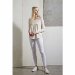 French Connection Cream Polly Plains Long Sleeve T-Shirt -French Connection store unnamed file 799