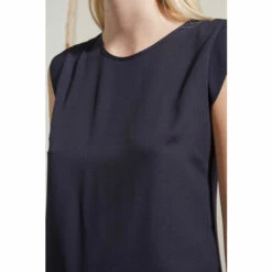 French Connection Blue Polly Plains Capped Sleeve T-Shirt -French Connection store unnamed file 823