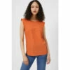 French Connection Orange Crepe Light Capped Sleeve T-Shirt -French Connection store unnamed file 825